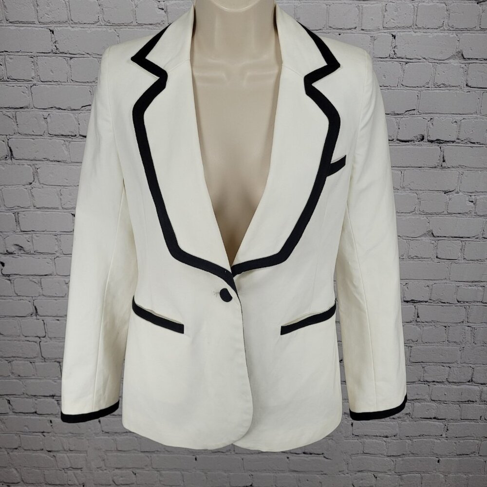 William Rast Ivory & Black 1 Button Double Vented Blazer Jacket Size Small S
